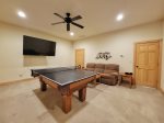 Lower Level Recreation Room with Combo Pool Table/Ping Pong & Flat Screen TV